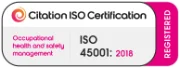 iso 45001 2018 badge white